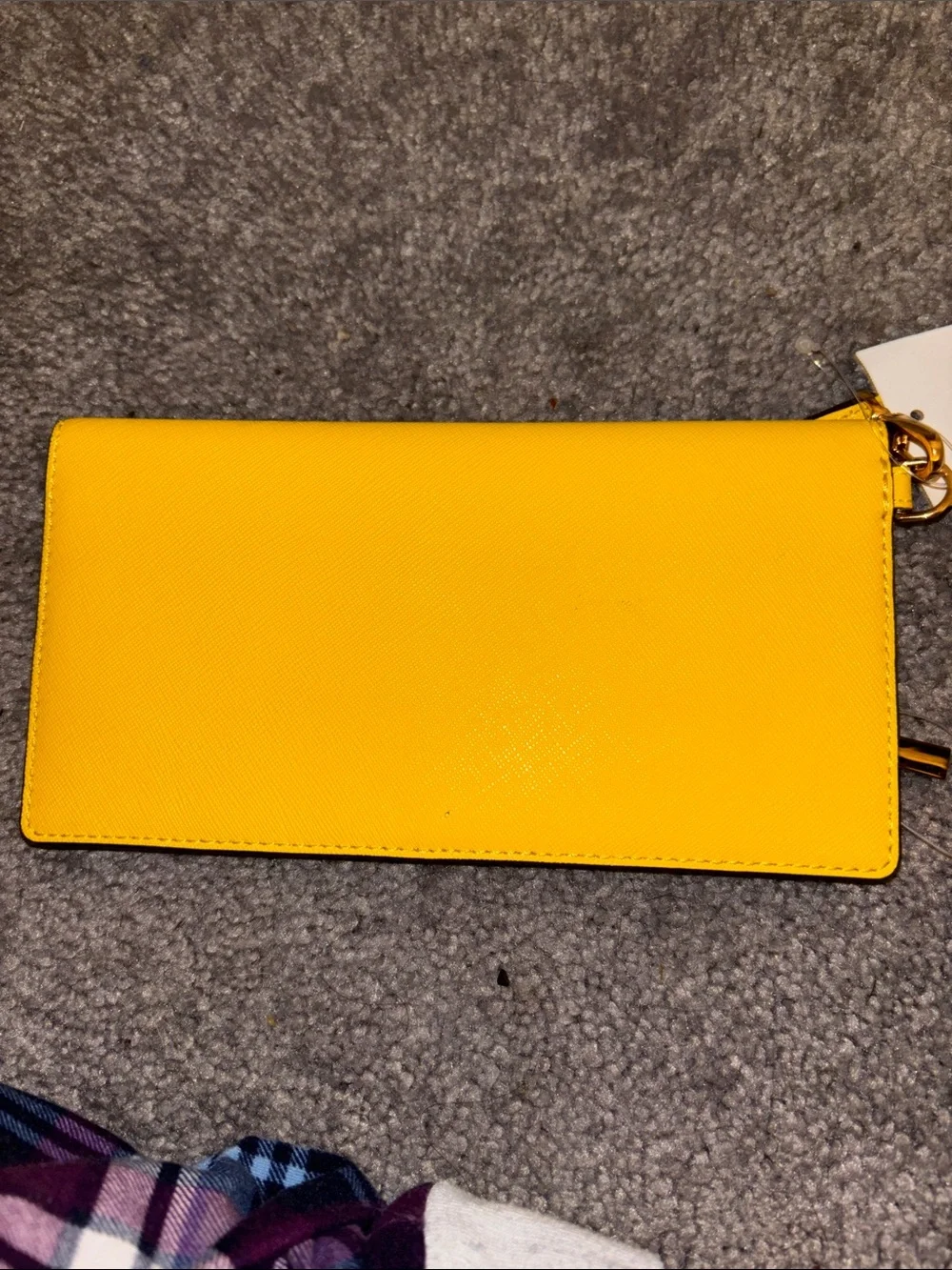 Tory Burch Sunny Yellow Leather Clutch with Logo